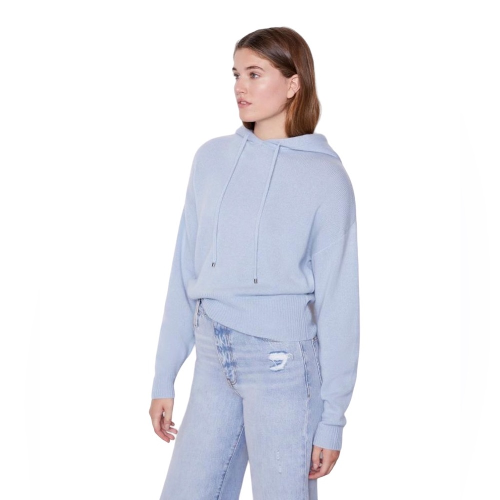 FRAME Womens Cashmere Hoodie Light Blue Women’s Medium Excellent Pre-Owned Con